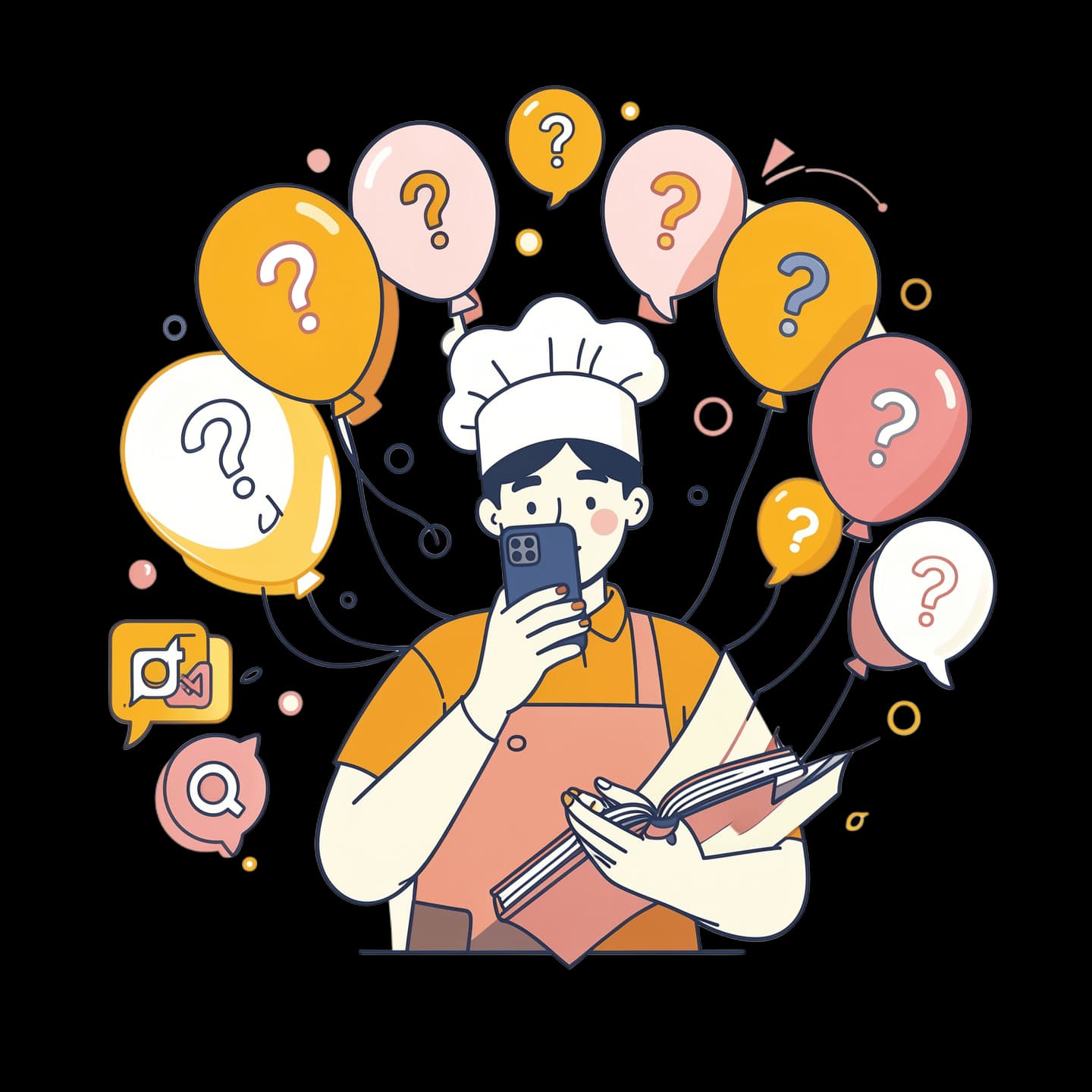 Ilustração de cliente espalhado e comunicação fragmentada